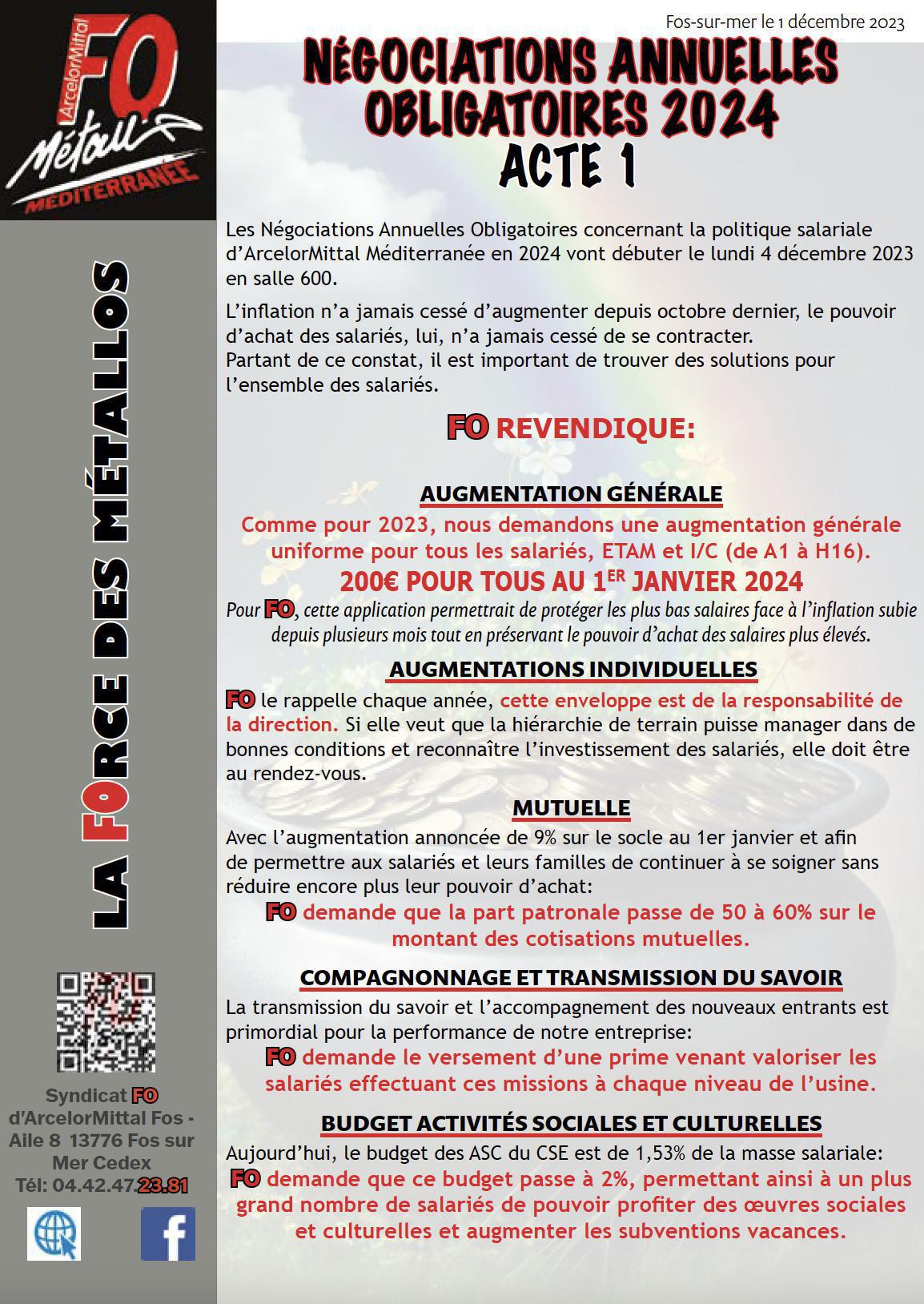 Négociation Annuelle Obligatoire 2024 Acte 1