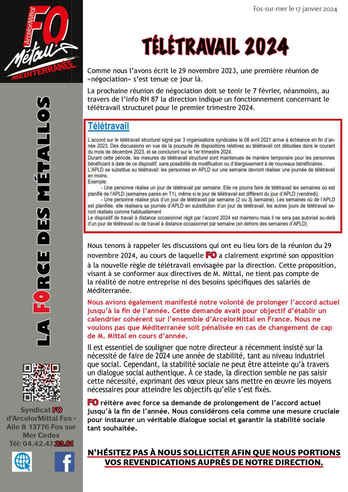 Télétravail à ArcelorMittal Méditerranée Télétravail à ArcelorMittal Méditerranée