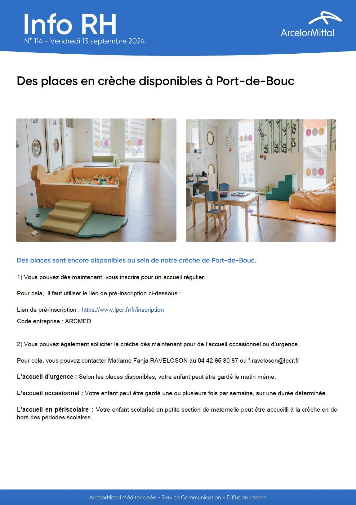 DES PLACES EN CRÈCHE DISPONIBLES À PORT DE BOUC