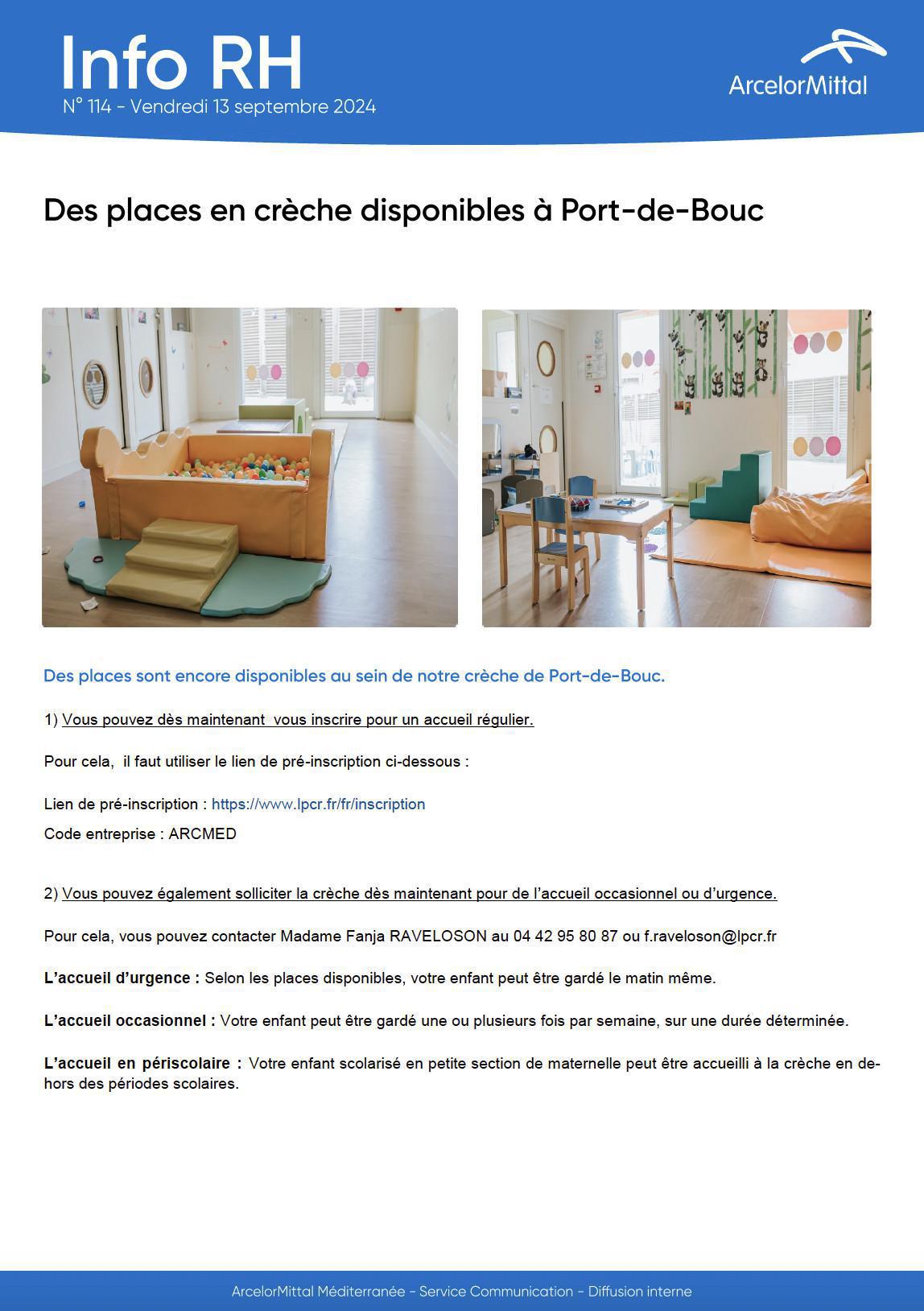 DES PLACES EN CRÈCHE DISPONIBLES À PORT DE BOUC DES PLACES EN CRÈCHE DISPONIBLES À PORT DE BOUC