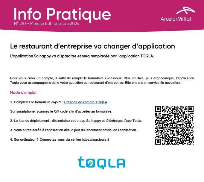 Le restaurant d'entreprise va changer d'application