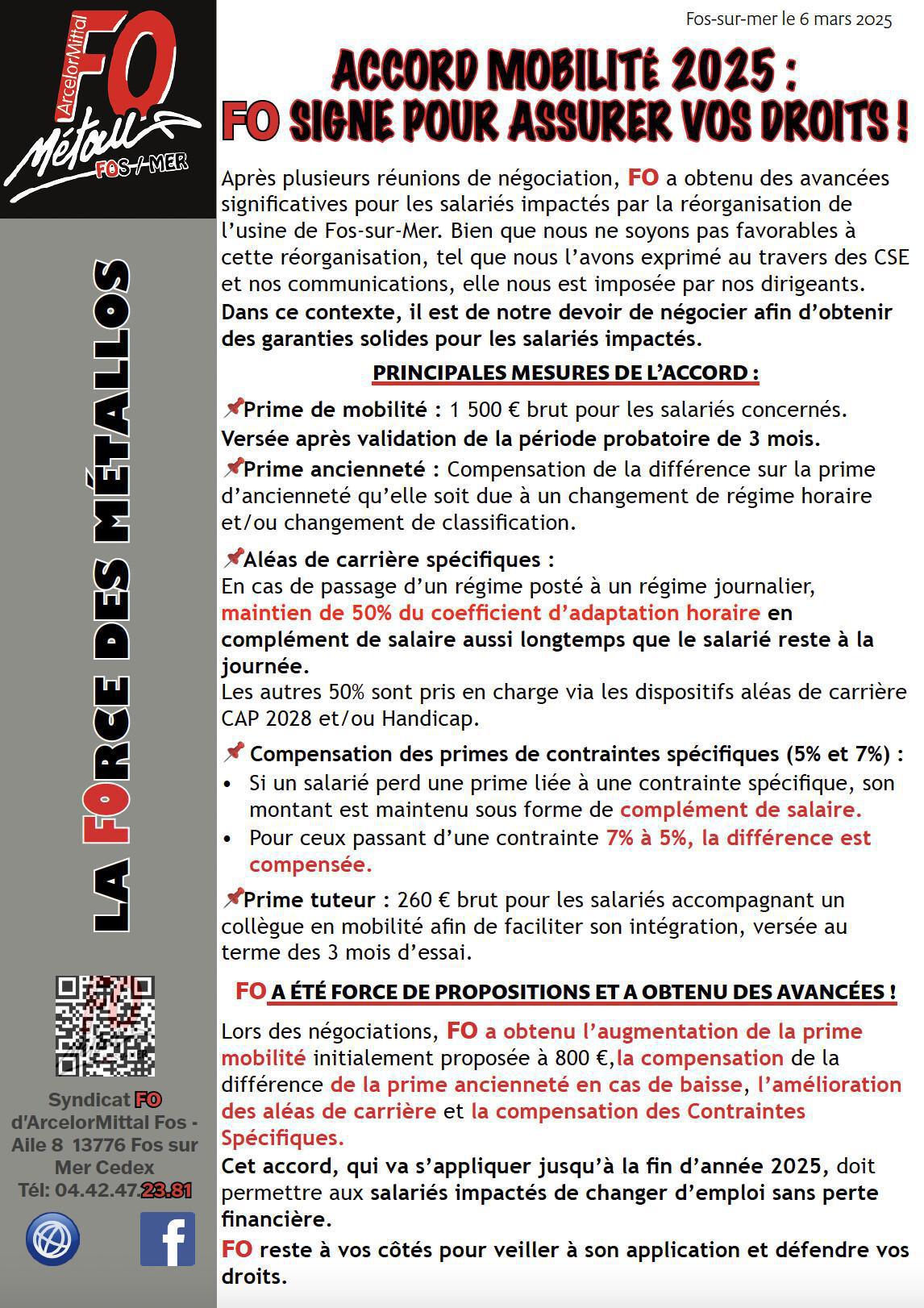 FO signe l'accord mobilité dans le cadre du projet de réorganisation FO signe l'accord mobilité dans le cadre du projet de réorganisation
