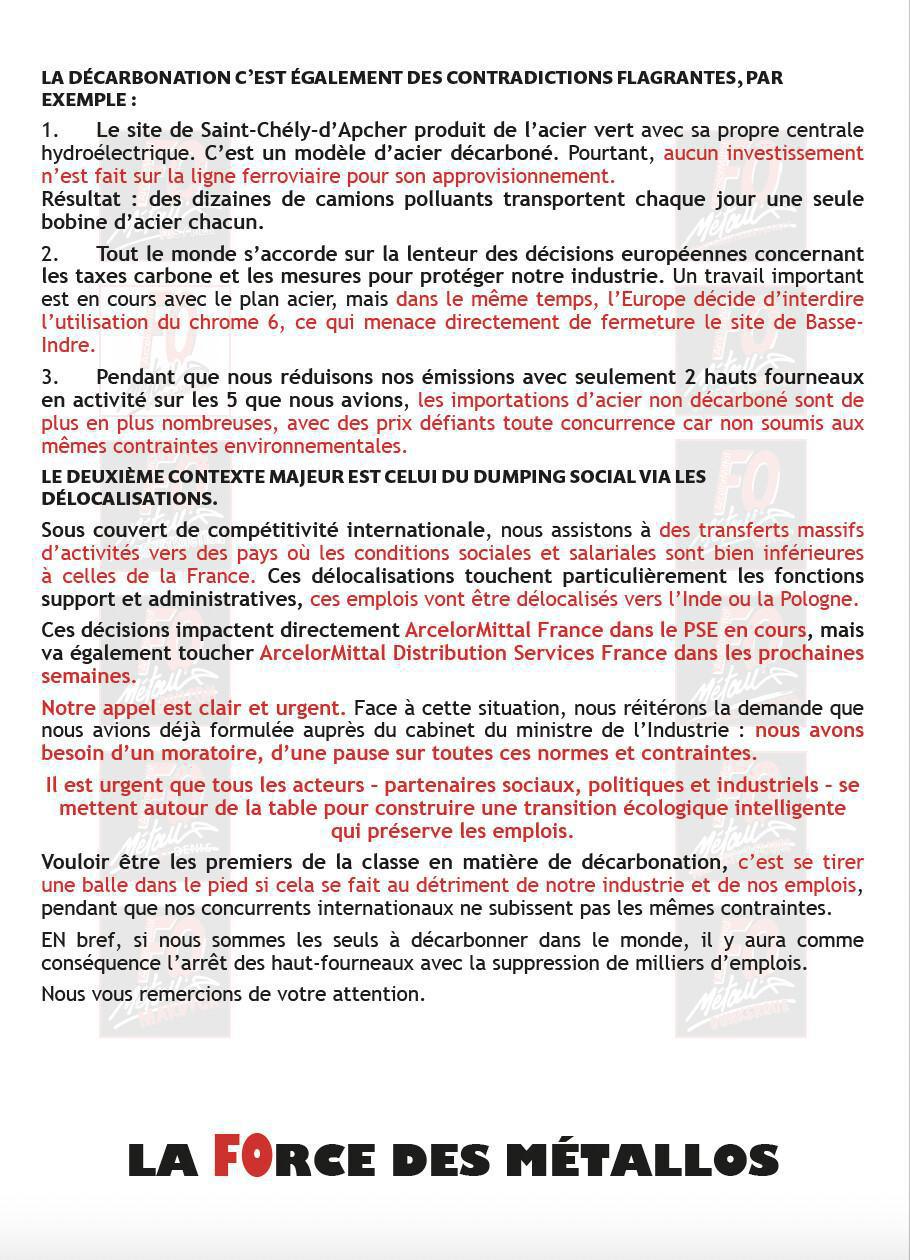 FO Métaux entendu à l'assemblée Nationale