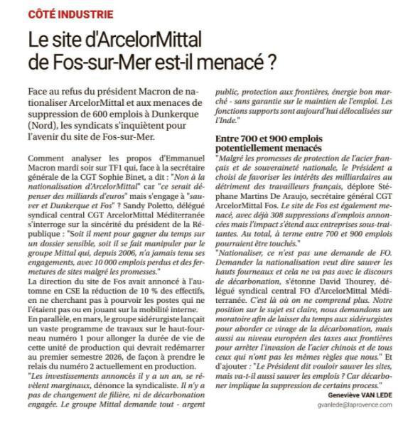 FO MÉTAUX demande un moratoire sur la décarbonation pour sauver notre sidérurgie