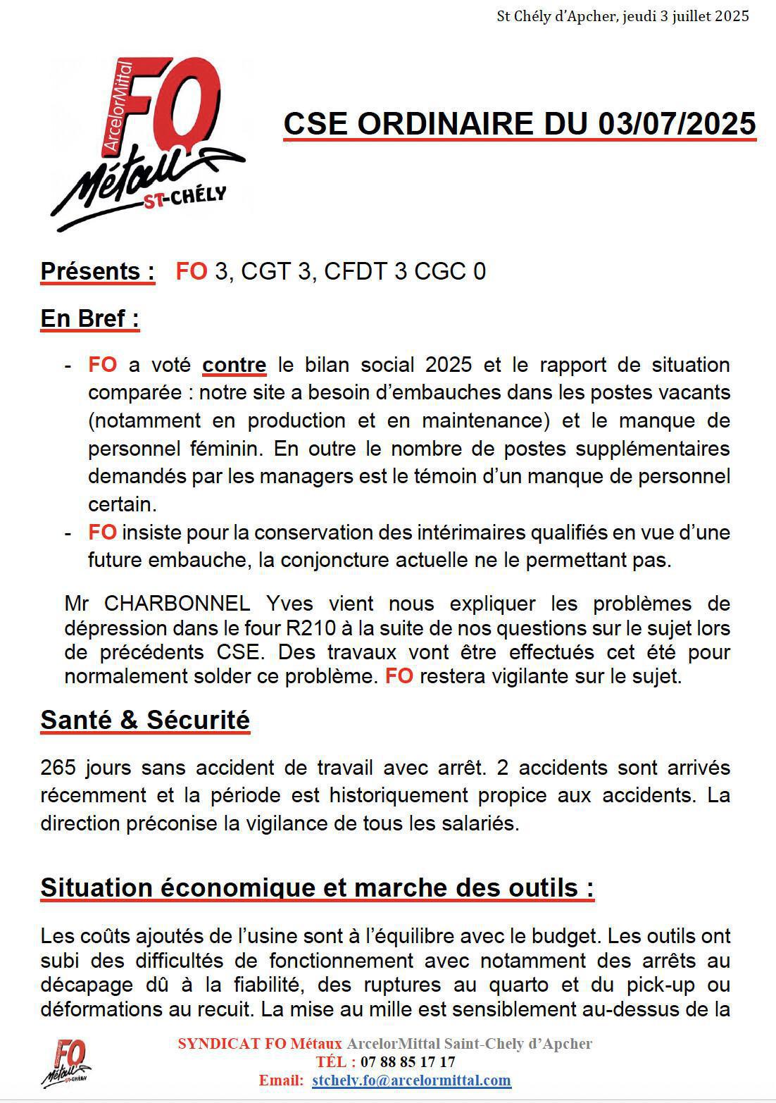 Compte rendu CSE juillet 2025