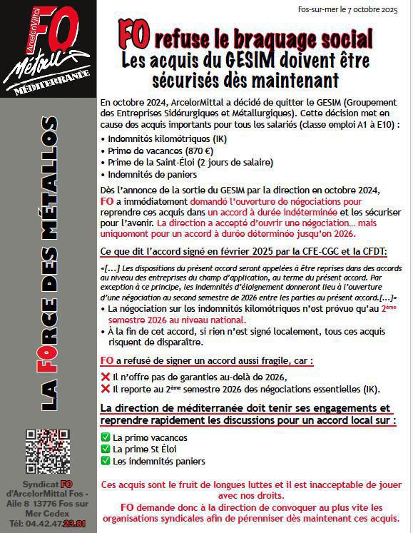 FO refuse le braquage social : Les acquis du GESIM doivent être sécurisés dès maintenant