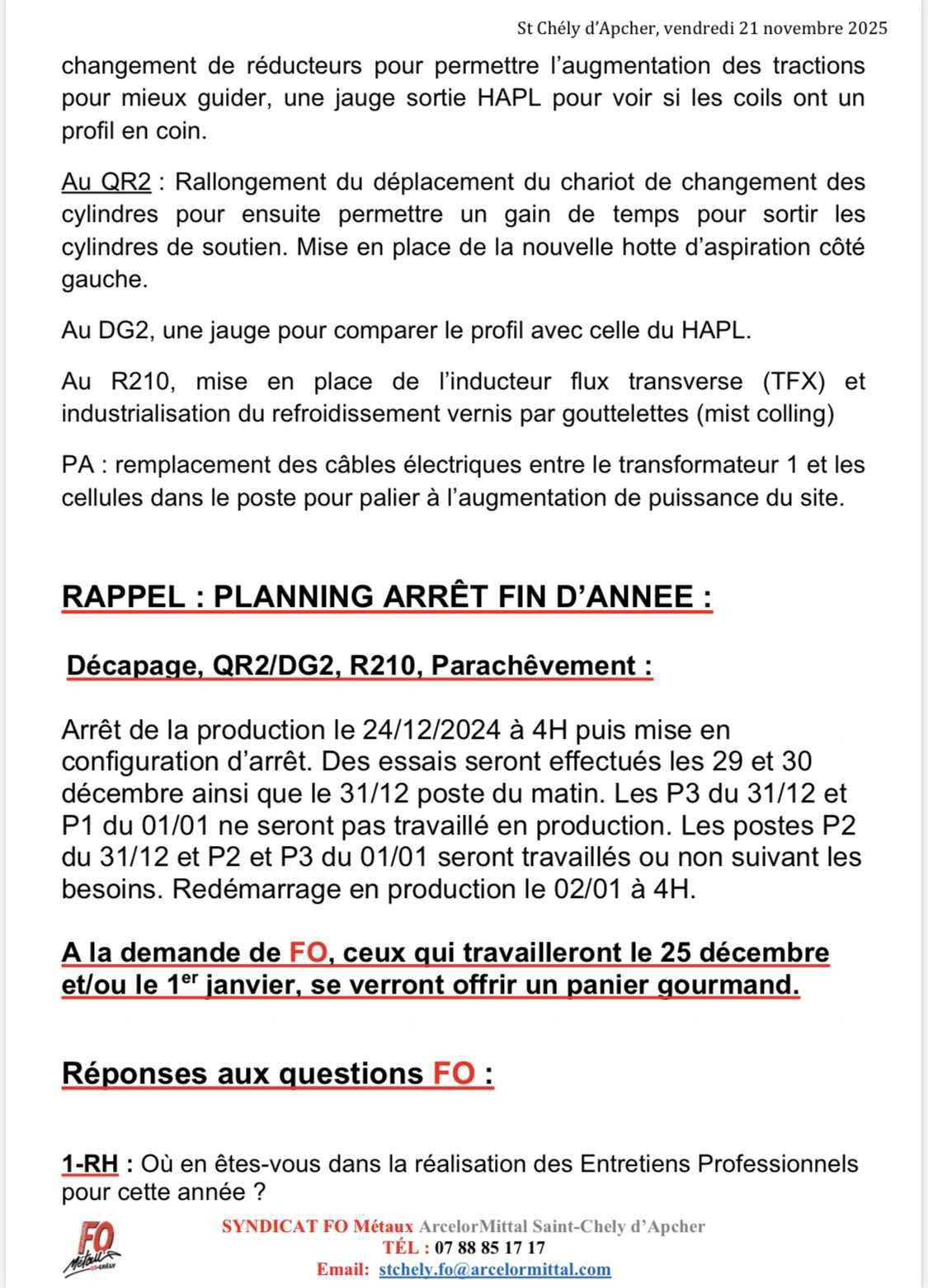 Compte rendu CSE novembre 2025