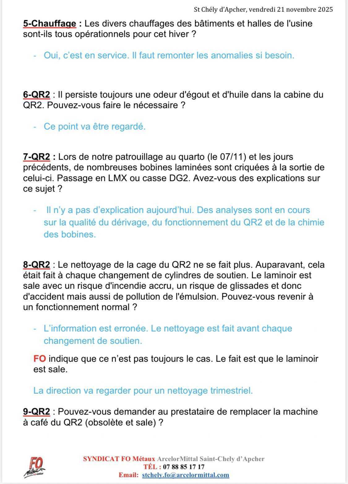 Compte rendu CSE novembre 2025