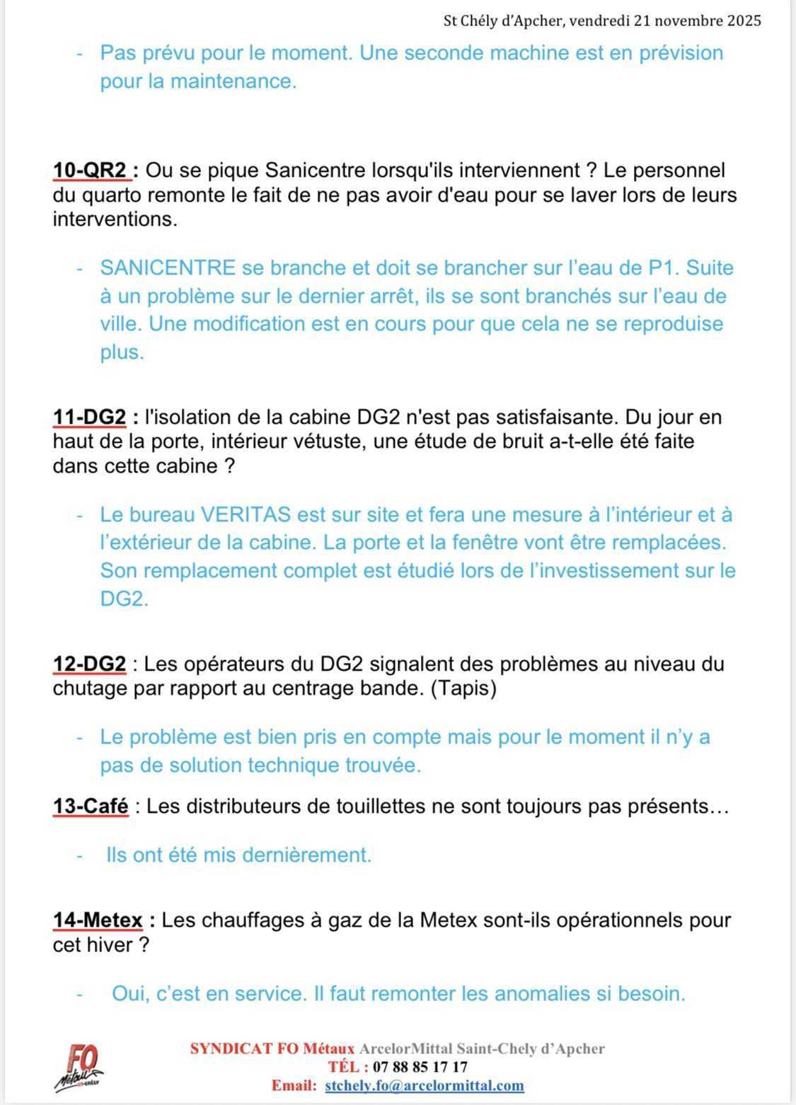 Compte rendu CSE novembre 2025