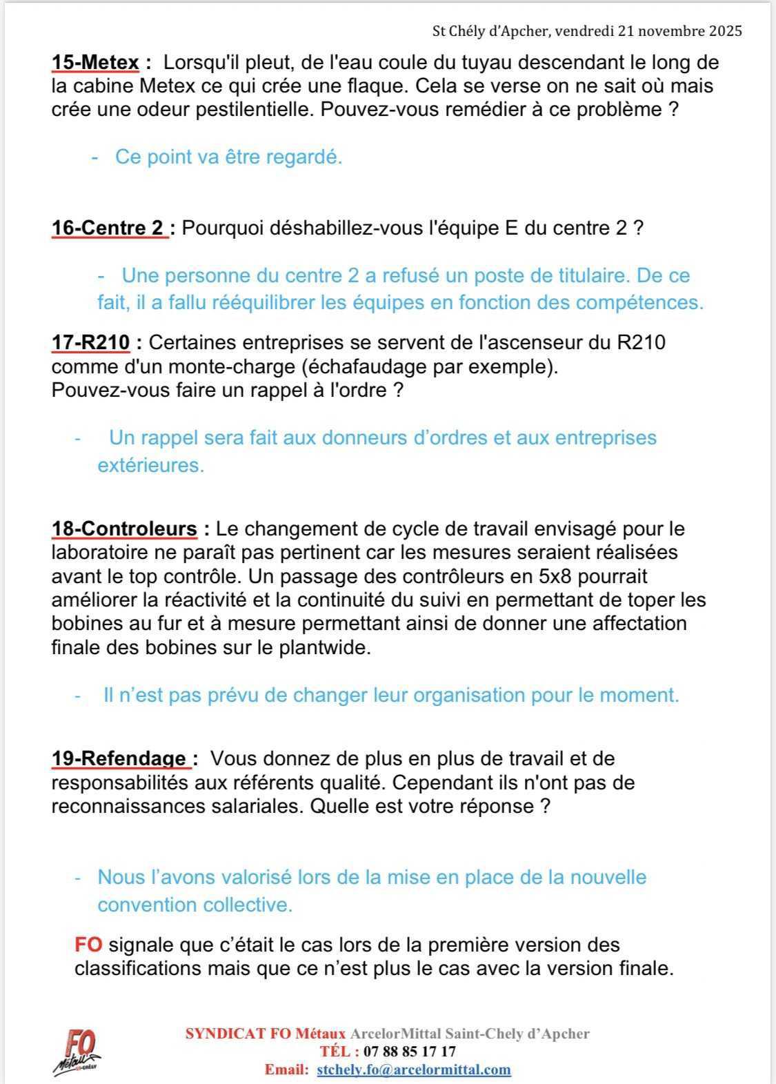 Compte rendu CSE novembre 2025