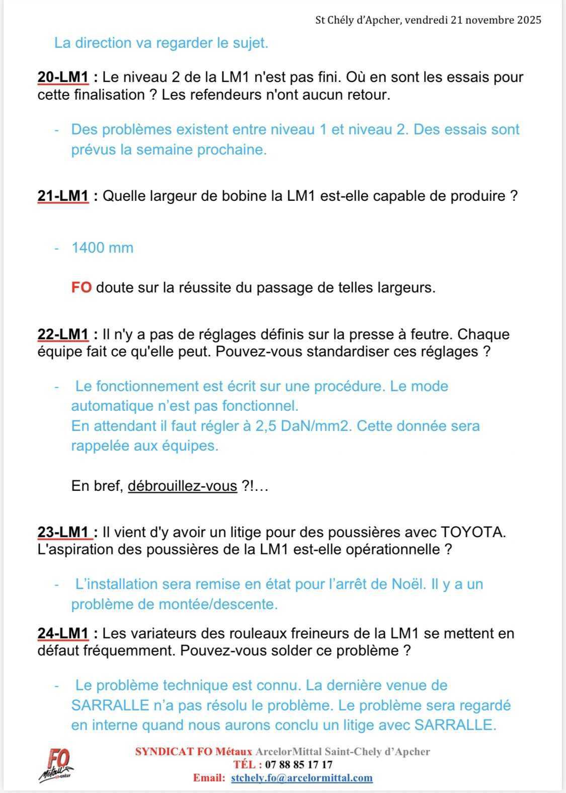 Compte rendu CSE novembre 2025