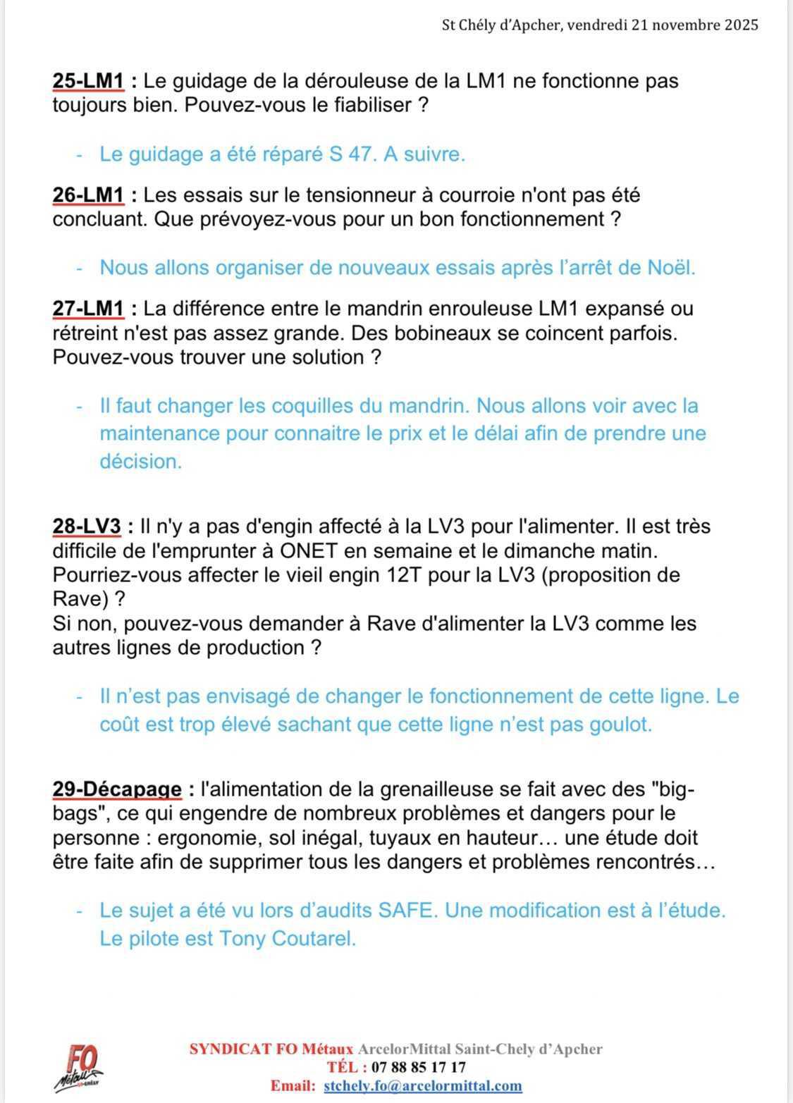 Compte rendu CSE novembre 2025