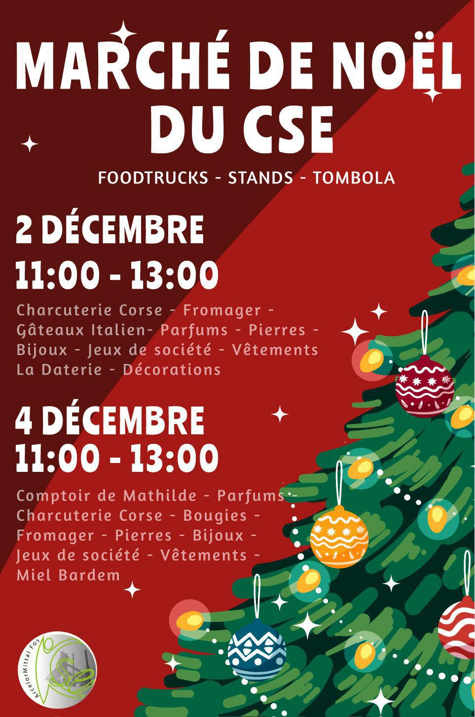 MARCHÉ DE NOËL du CSE le mardi 02 DÉCEMBRE 2025