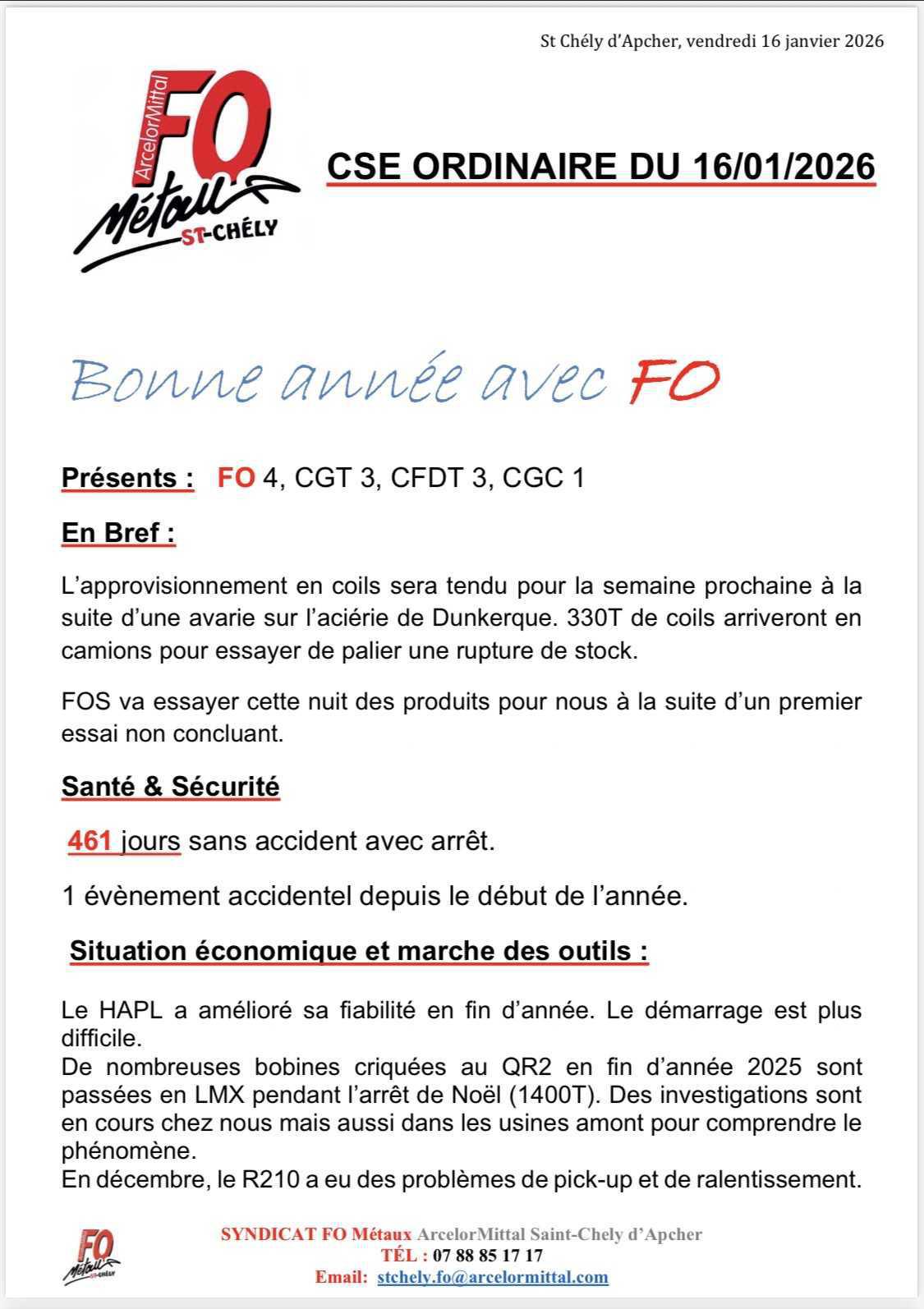 CSE ordinaire de janvier 2026