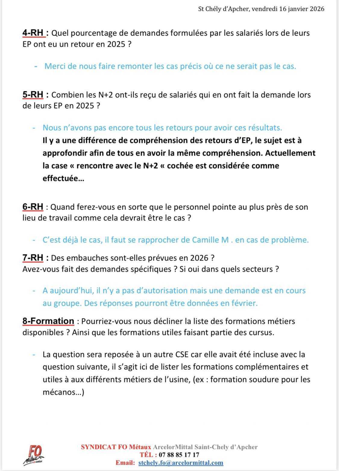 CSE ordinaire de janvier 2026