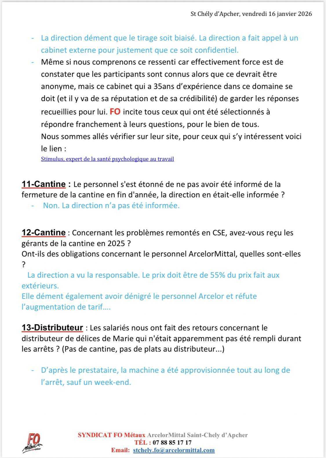 CSE ordinaire de janvier 2026