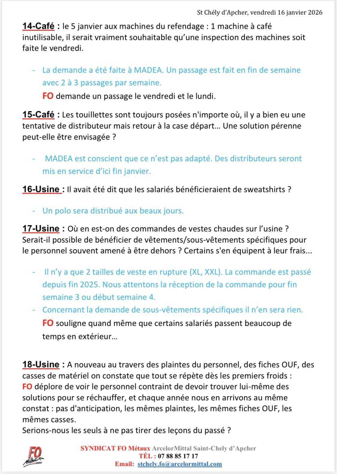 CSE ordinaire de janvier 2026