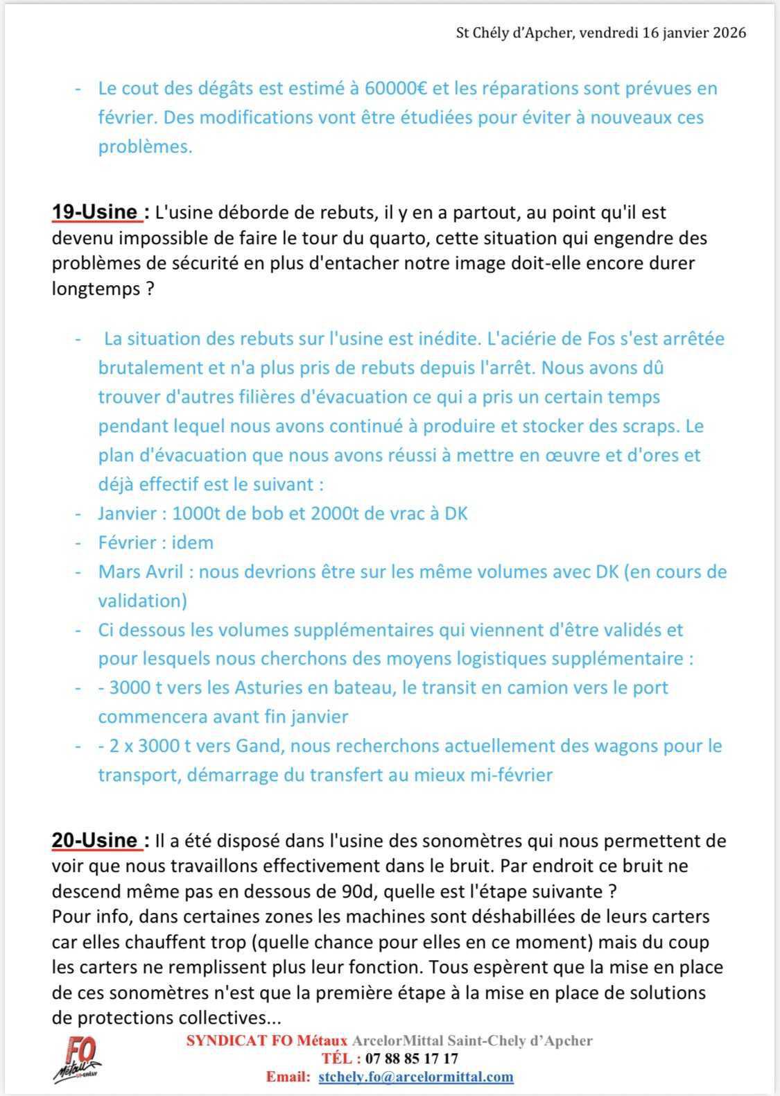 CSE ordinaire de janvier 2026