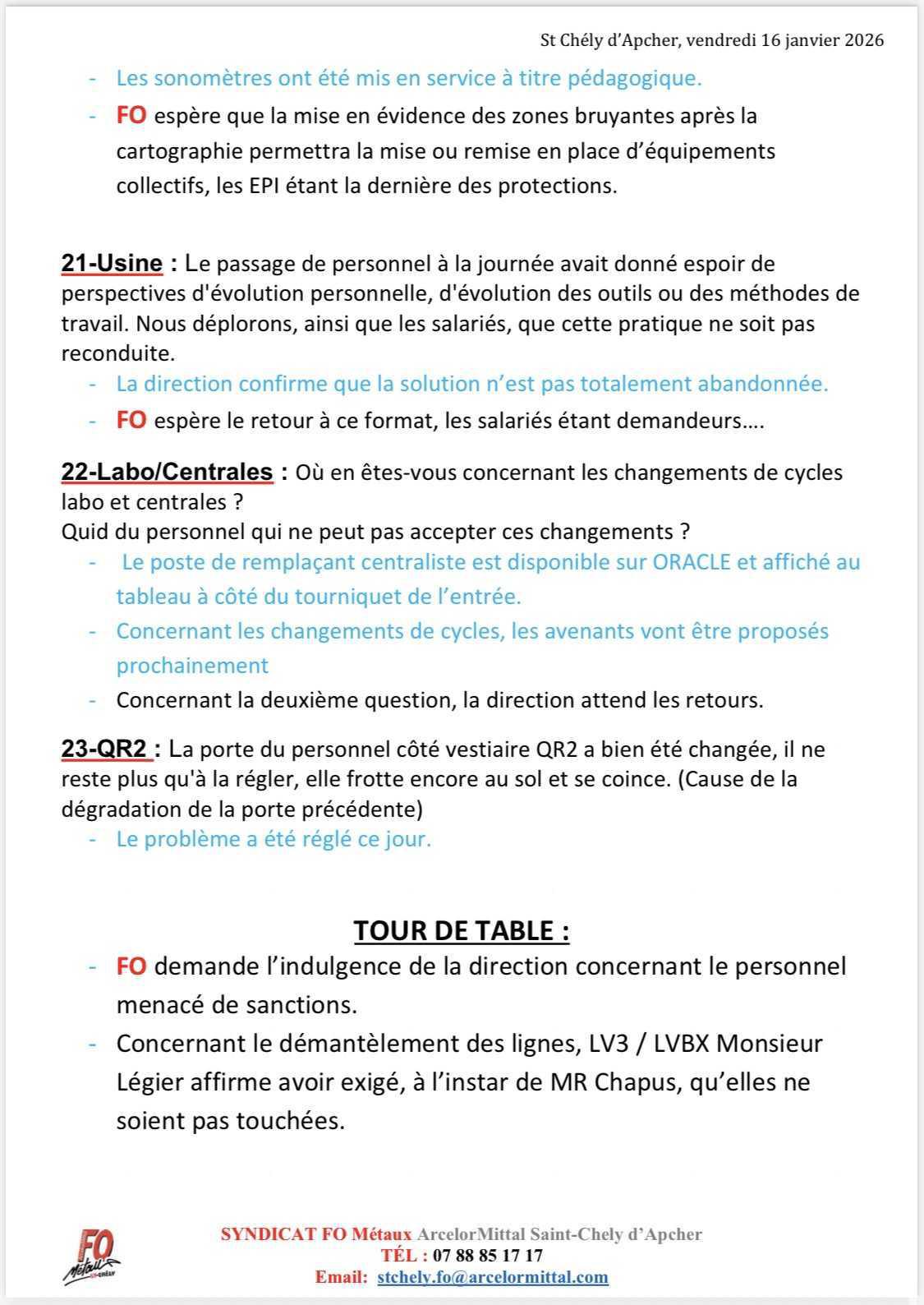 CSE ordinaire de janvier 2026