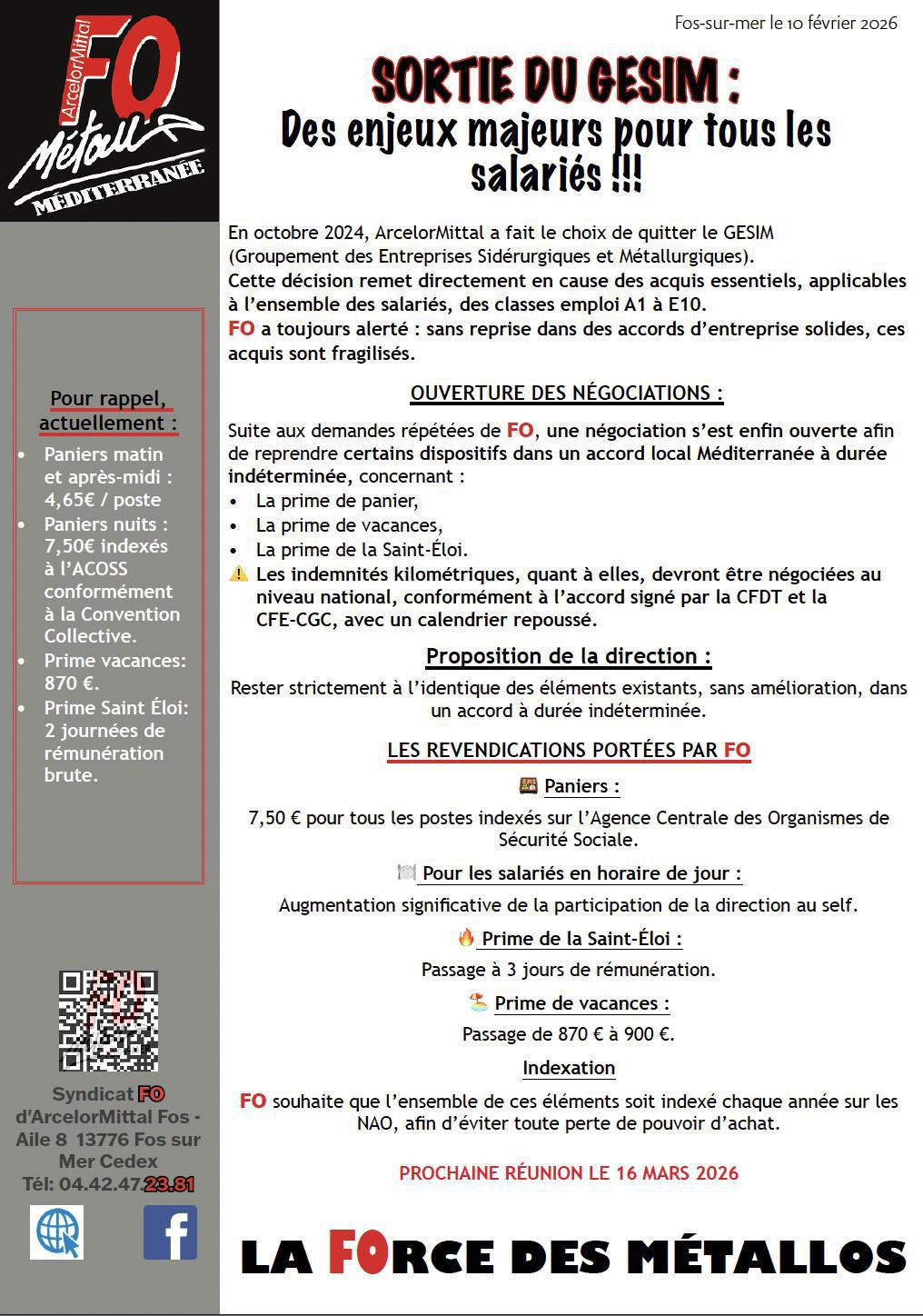1ère RÉUNION de NÉGOCIATIONS des ÉLÉMENTS du GESIM 1ère RÉUNION de NÉGOCIATIONS des ÉLÉMENTS du GESIM