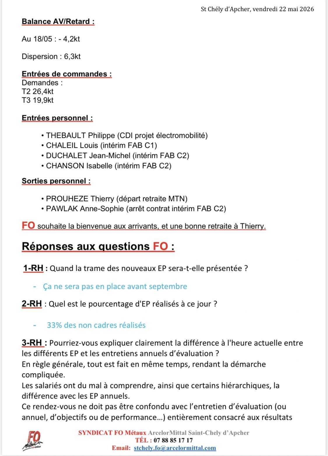 CSE du 22 /05 /26