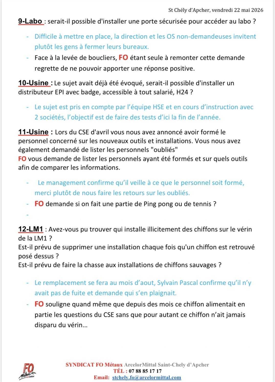 CSE du 22 /05 /26