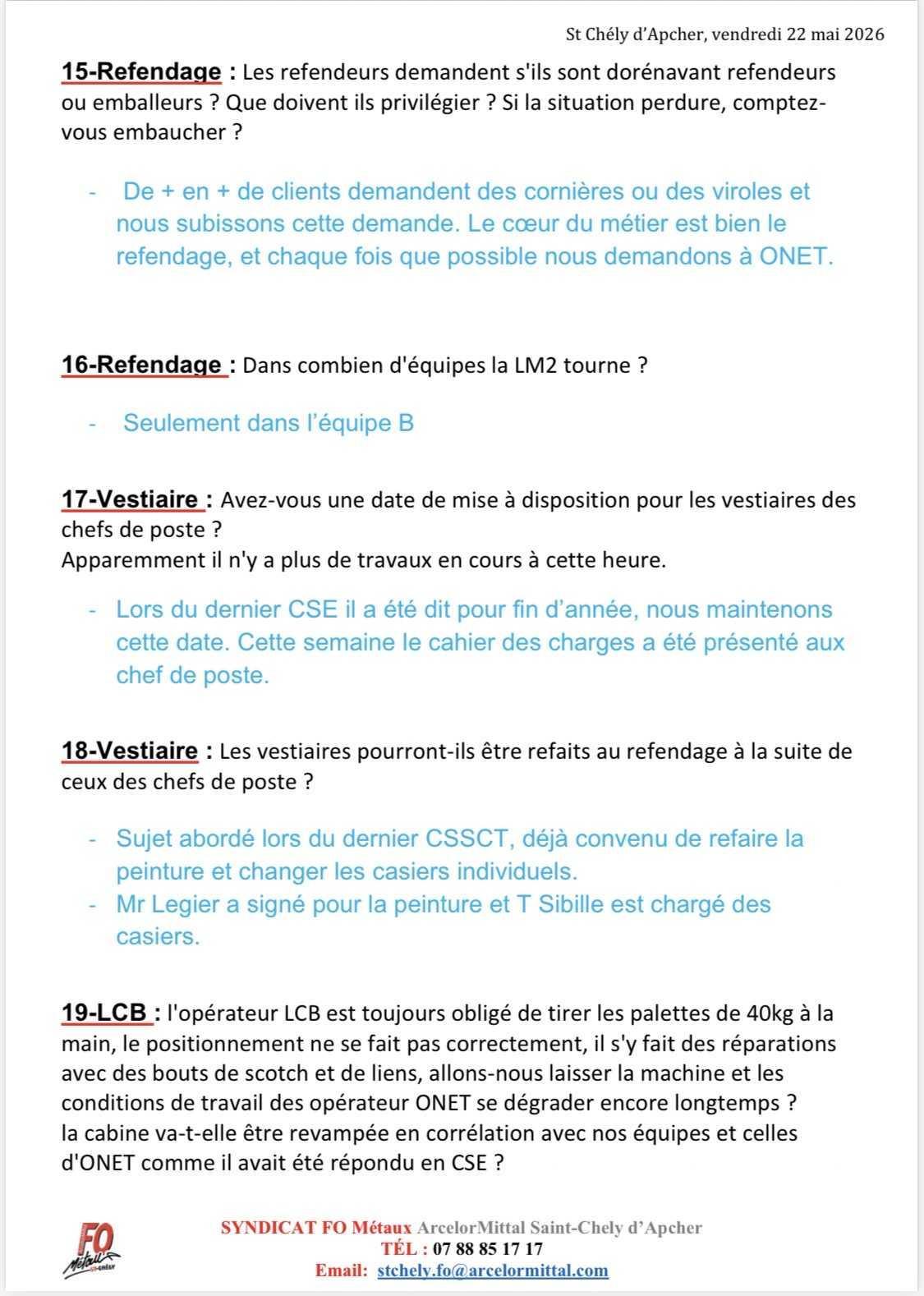 CSE du 22 /05 /26