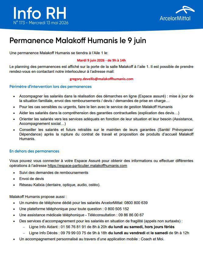 Permanence Malakoff Humanis Aile 1 le 9 JUIN 2026 Permanence Malakoff Humanis Aile 1 le 9 JUIN 2026