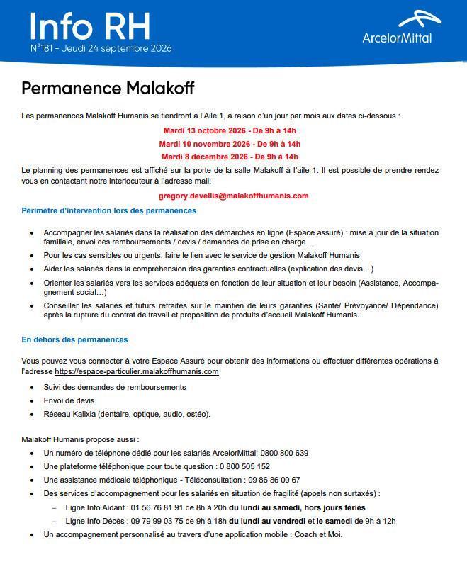Permanence Malakoff Humanis Aile 1 le 9 JUIN 2026
