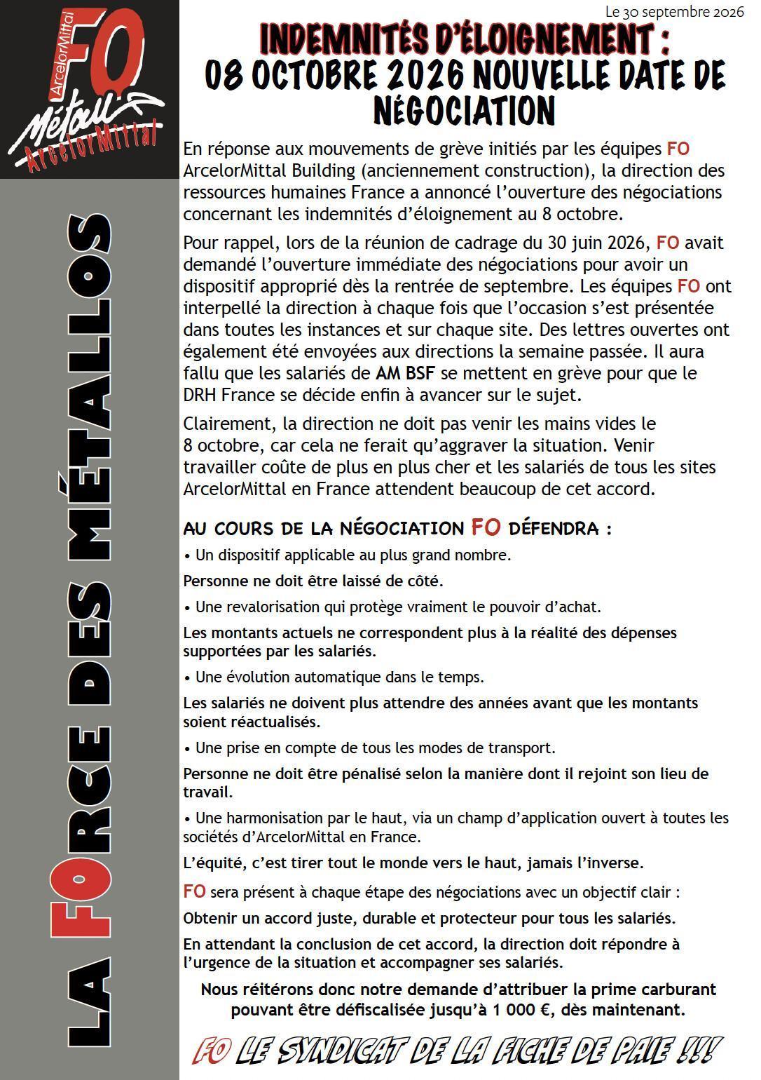 Indemnités d'éloignement réunion programmée