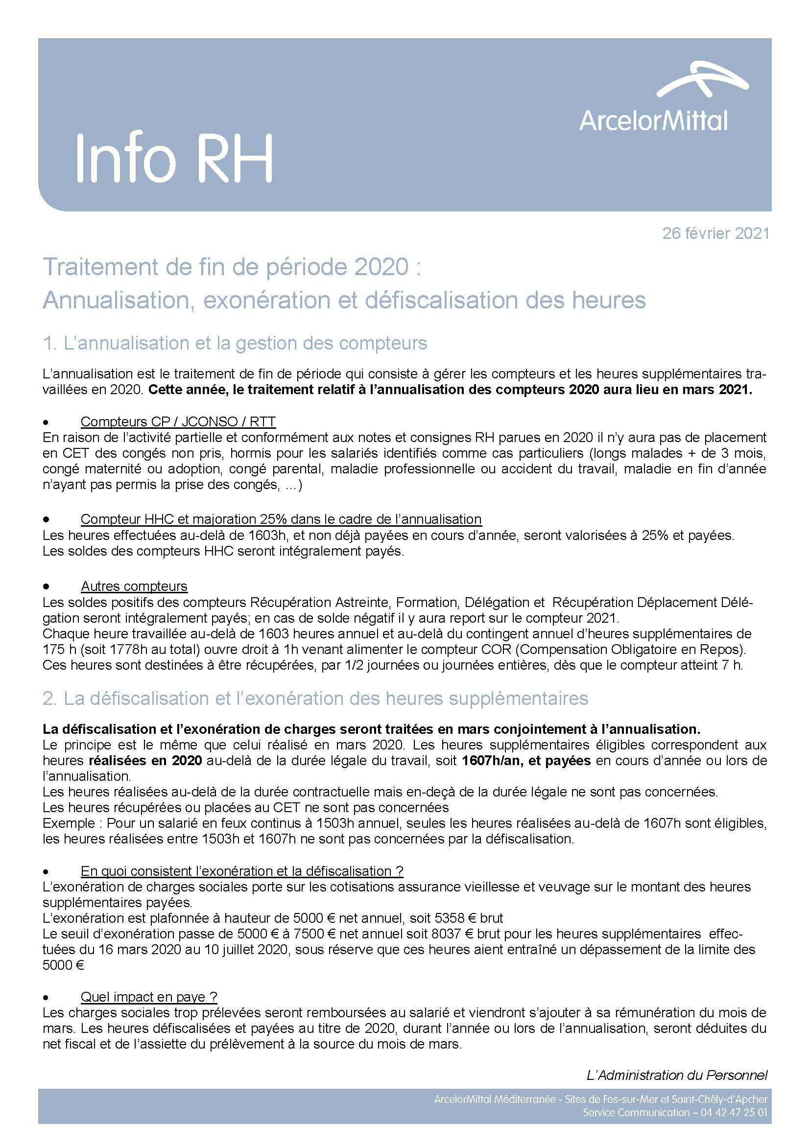 Traitement De Fin De Periode 2020 Annualisation Exoneration Et Defiscalisation Des Heures