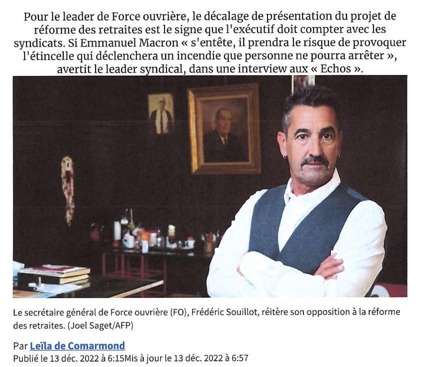 Interview Frédéric Souillot - Les Echos 13.12.2022