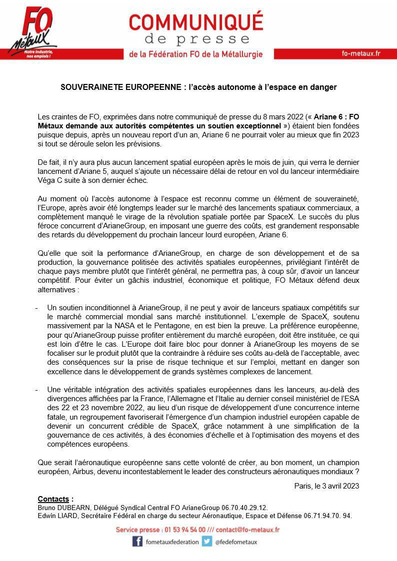 ARIANEGROUP : UN CHANGEMENT INCOMPREHENSIBLE DE L’ÉQUIPE DIRIGEANTE ! ARIANEGROUP : UN CHANGEMENT INCOMPREHENSIBLE DE L’ÉQUIPE DIRIGEANTE !