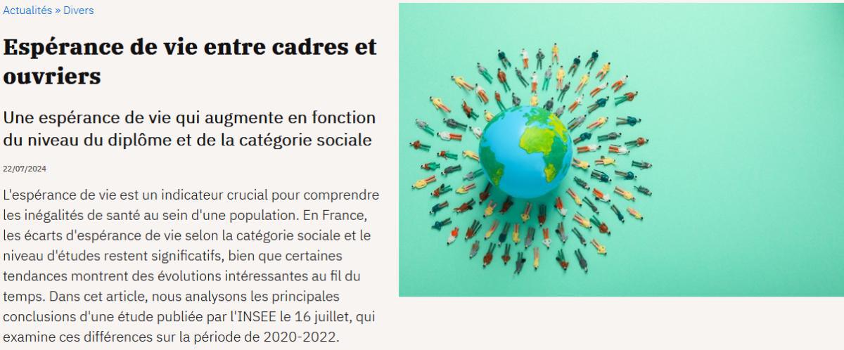 FO Cadres: Espérance de vie entre cadres et ouvriers