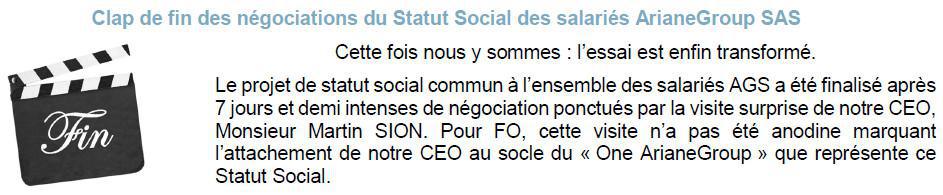 NewsLetter FO #2024-16 - Négociation Statut Social - Clap de fin