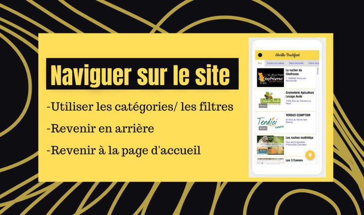 Aide pour naviguer dans les catégories/ les filtres du site