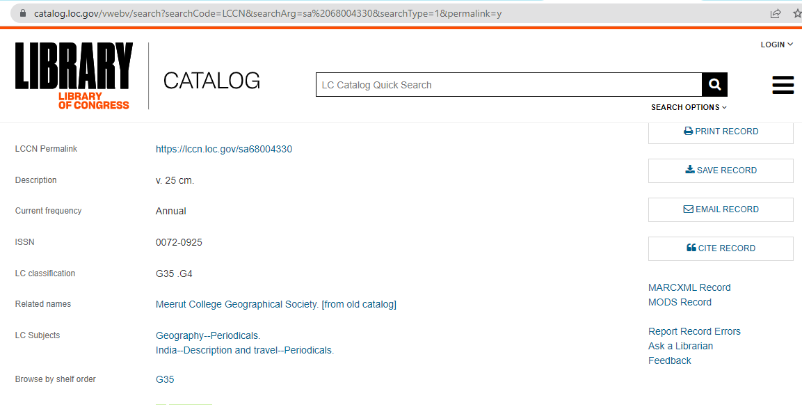 Library of Congress Catalog