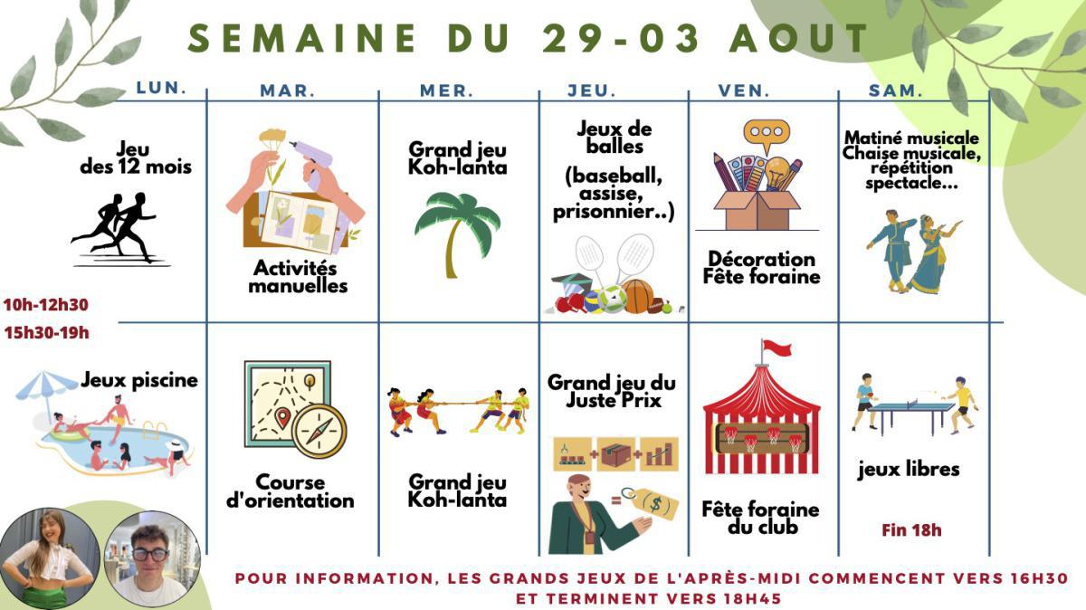 E. Activités pour enfants - Programme quotidien été 2024