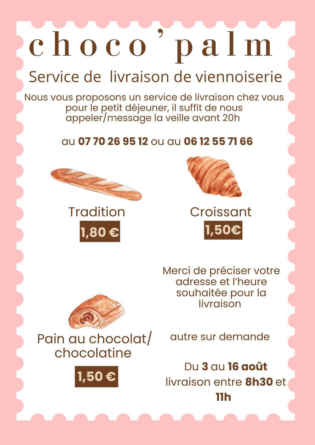Le service Choco'Palm est de retour