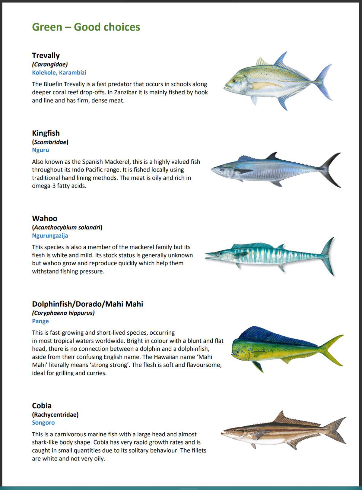 Sustainable Seafood Guide by Chumbe Island Coral Park