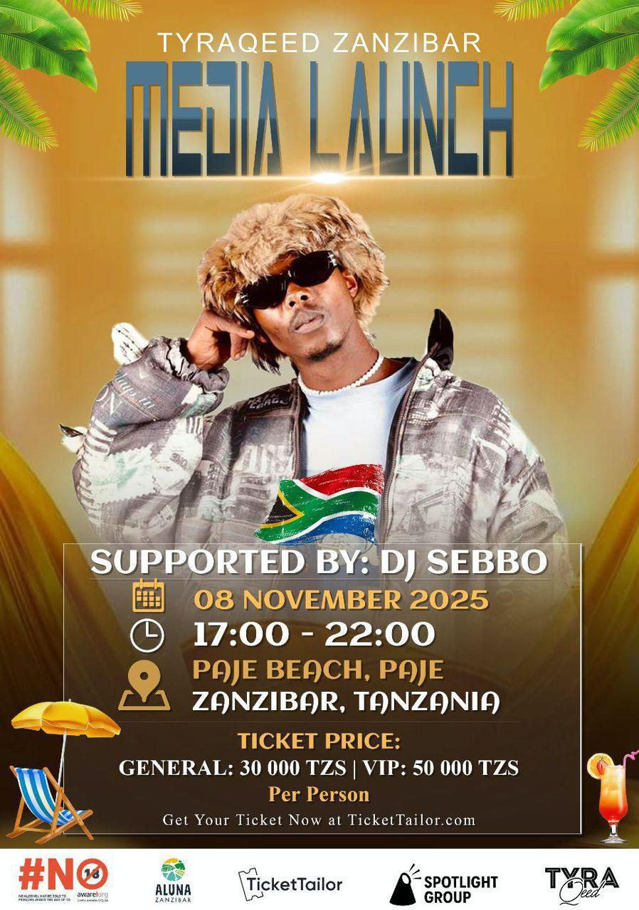 TYRAQEED Zanzibar Media lunch📍Aluna, Paje ▶️ Entry 30ooo