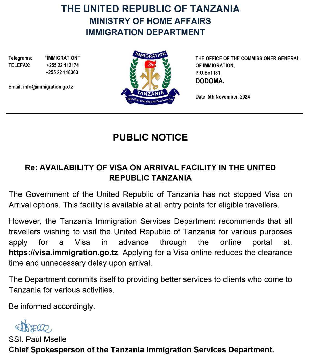 Visa on arrival Terminated! only Online Visa from 1st of Dec 2024