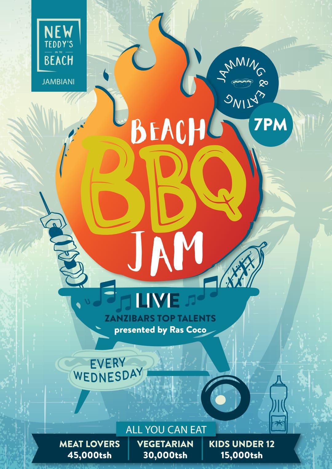 Beach BBQ Jam📍New Teddy's on The Beach, Jambiani▶️Free entry