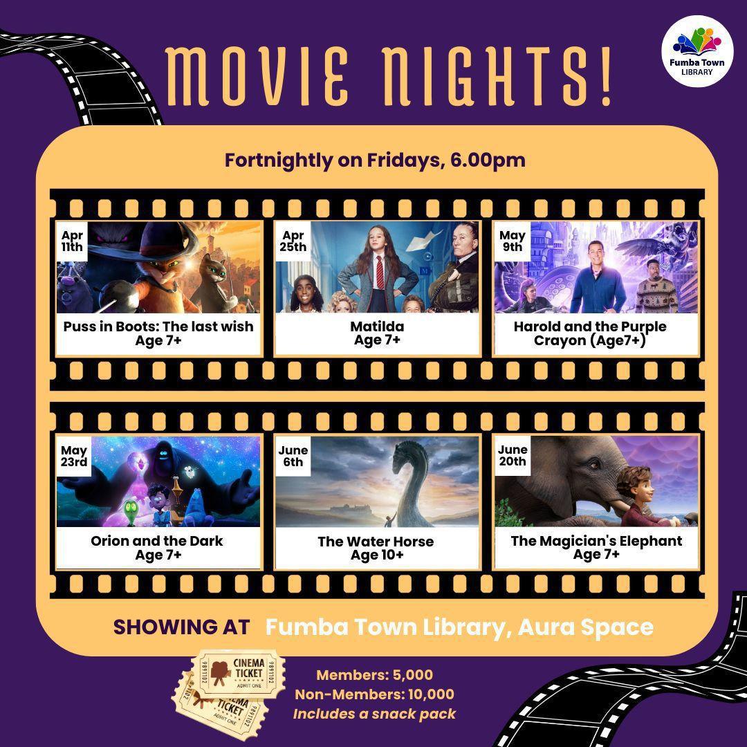 🎬Movie Night 📍Library, Fumba Town ▶️5ooo/10ooo tzs