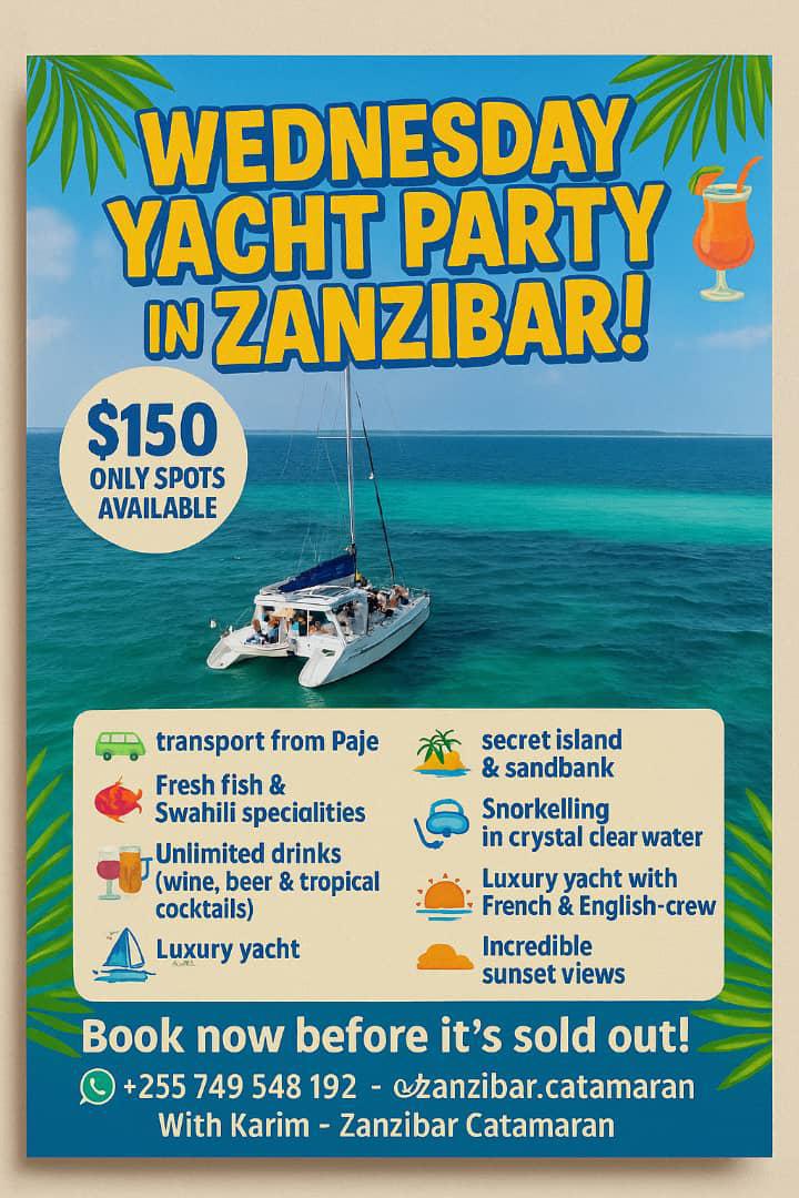 Wednesday Yacht Party📍Paje▶️ $150 