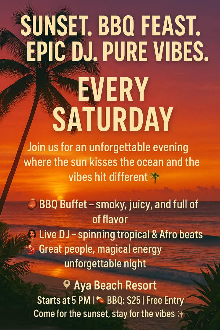 SATURDAY SUNSET BBQ📍Aya Beach Resort, Kizmikazi ▶️ SATURDAY SUNSET BBQ📍Aya Beach Resort, Kizmikazi ▶️