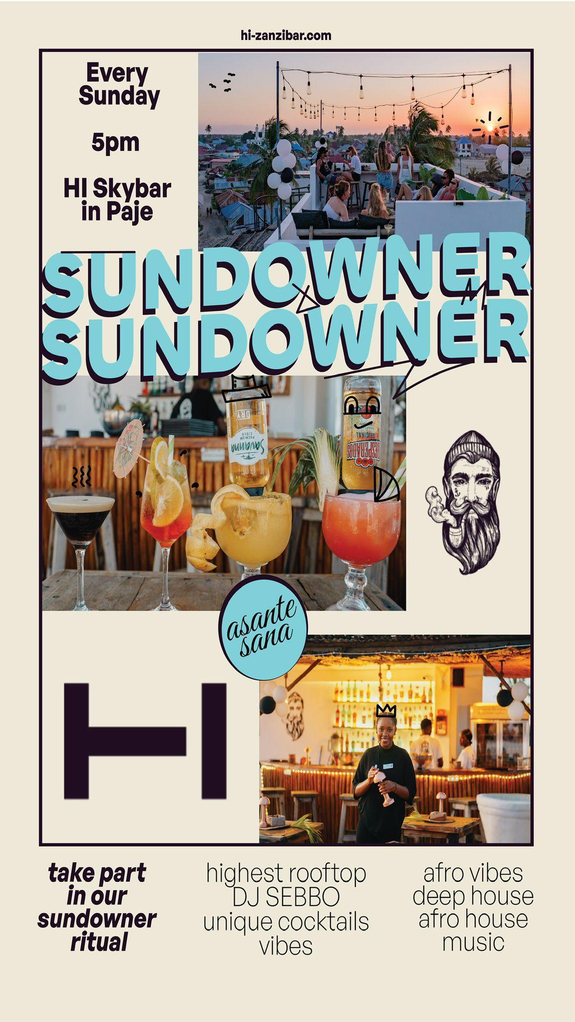 Sunday Sundowner📍Hi SkyBar, Paje ▶️ Free Entry