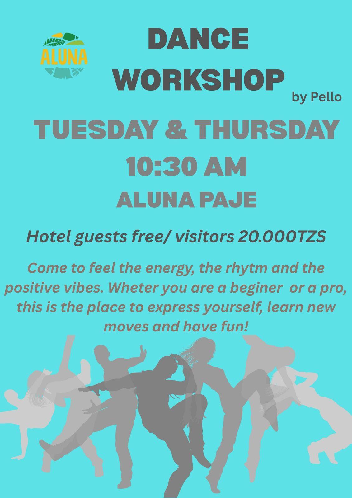 Tuesday Dance workshop📍Aluna, Paje ▶️ 20ooo tzs