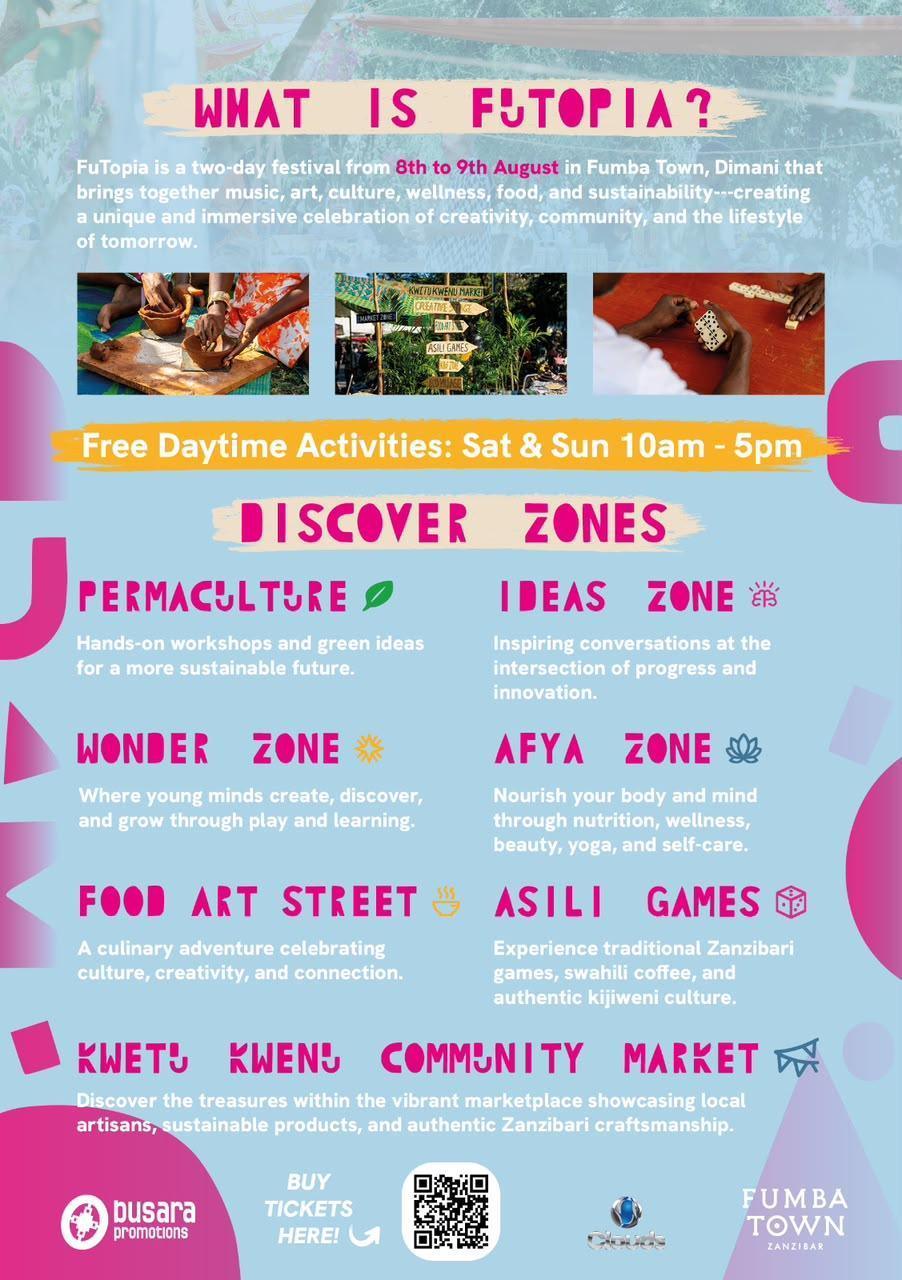FuTopia Festival 2026๐Fumba Town, Dimani โถ๏ธ free daytime / ticketed nights FuTopia Festival 2026๐Fumba Town, Dimani โถ๏ธ free daytime / ticketed nights
