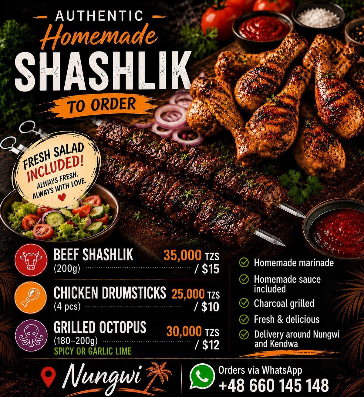 Homemade Shashlik & Octopus 📍 Nungwi ▶️ BBQ Delivery Homemade Shashlik & Octopus 📍 Nungwi ▶️ BBQ Delivery